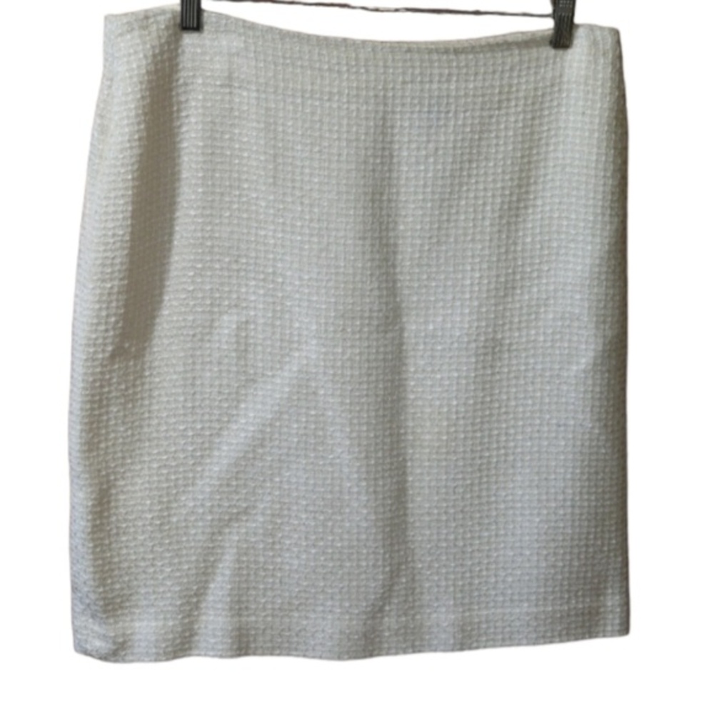 Elements G Vintage Off White Textured Tweed Pencil Skirt Office Career Medium